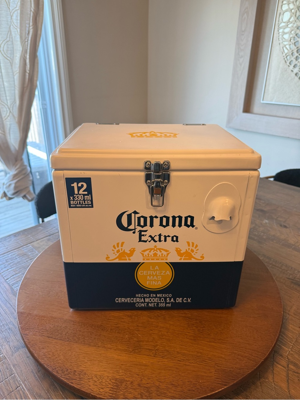 Corona Cooler Box - White, Navy & Yellow